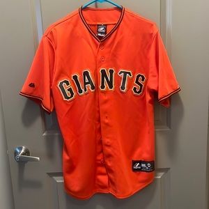 Mens Medium, San Francisco Giants orange Majestic licensed jersey.